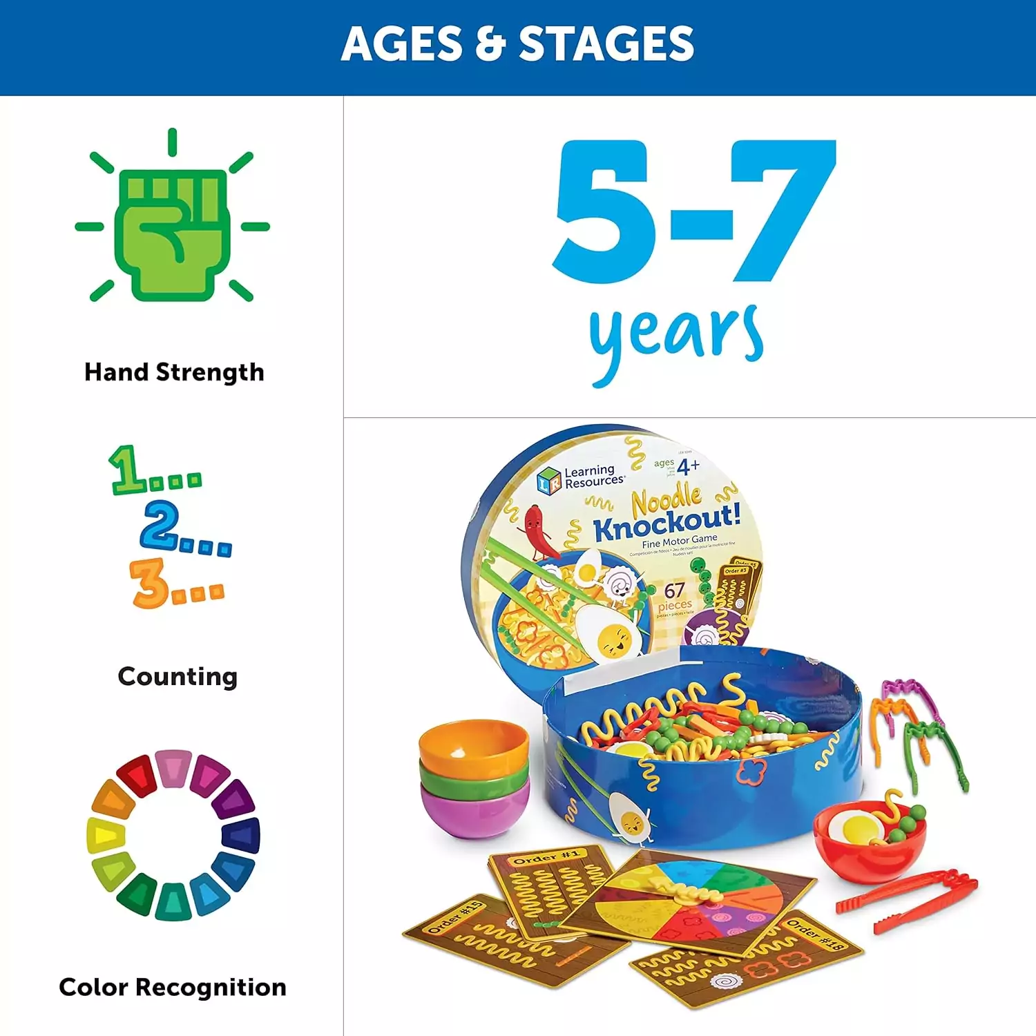 Enhance fine motor skills for children aged 4+ with the Noodle Knockout 67-piece game, designed to boost development through engaging activities.