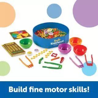 Engaging 67-piece noodle knockout game set to enhance fine motor skills and development for children aged 4 and up. Ideal educational toy for learning.