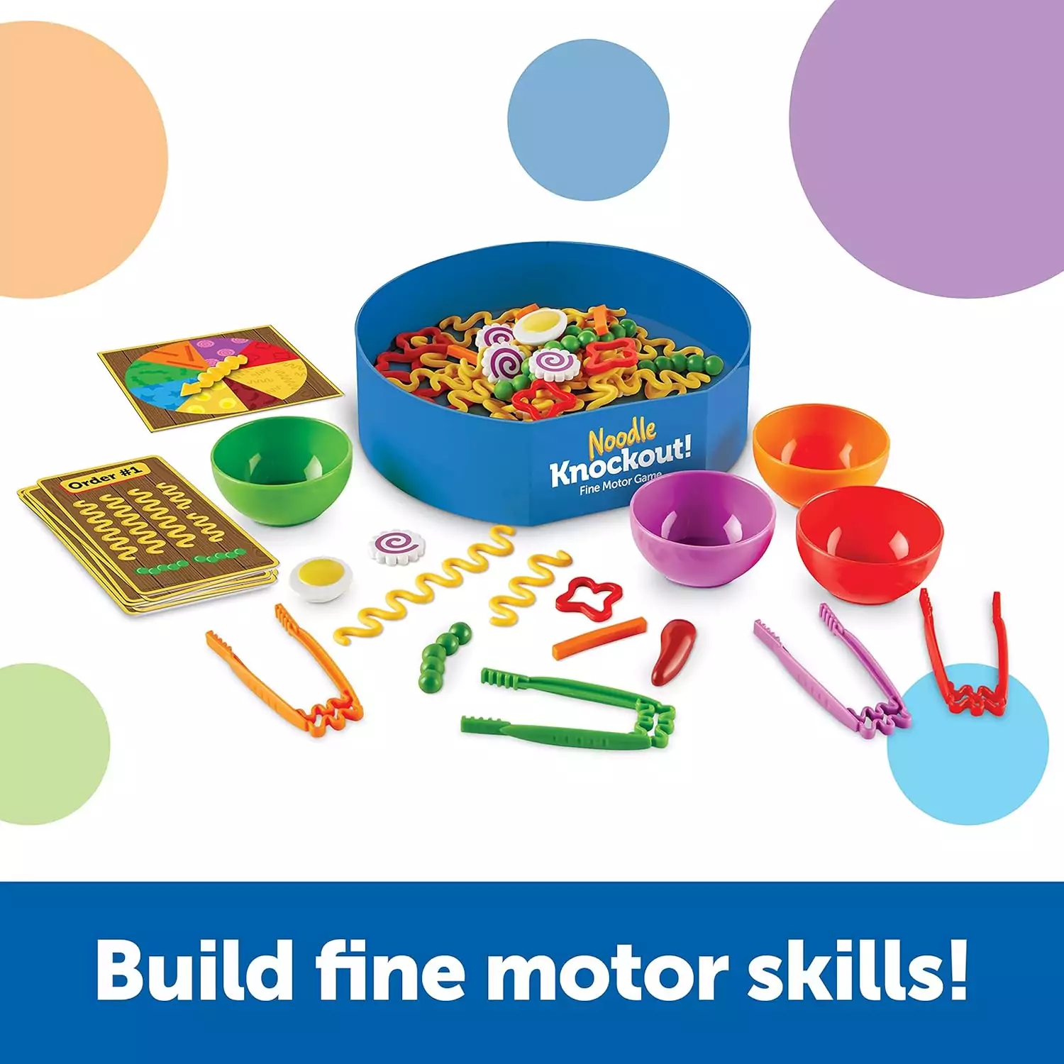 Engaging 67-piece noodle knockout game set to enhance fine motor skills and development for children aged 4 and up. Ideal educational toy for learning.