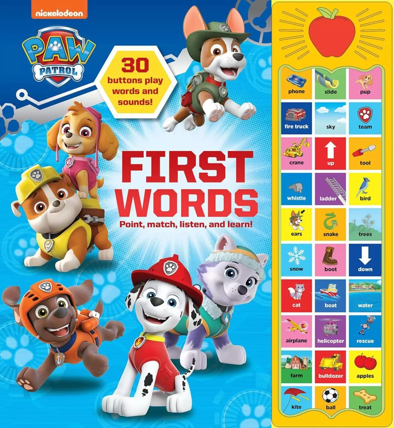Engage young learners with the Paw Patrol Interactive Sound Book featuring 30 buttons for early education and first words development.
