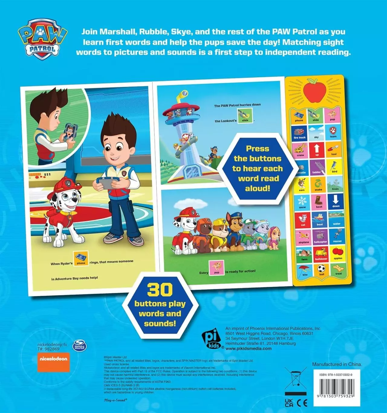 Paw Patrol Interactive Sound Book: Engage Kids in Early Learning Through 30 Fun Sound Buttons for an Exciting Children's Reading Activity