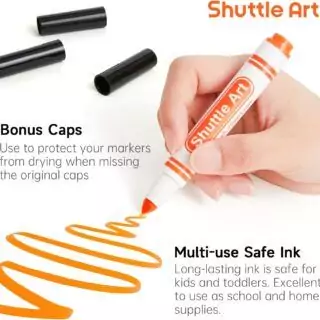 304 Pack Shuttle Art Washable Markers for Kids - 38 Vibrant Conical Tip Colors for Creative Learning, Arts, and Crafts Activities