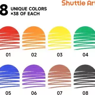 Shuttle Art 304 Pack offers kids a vibrant learning experience with 38 washable broad line markers featuring diverse conical tip colors.