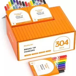 Shuttle Art's 304-pack features kids' washable broad line markers with 38 conical tip colors, perfect for creative learning and vibrant artwork.