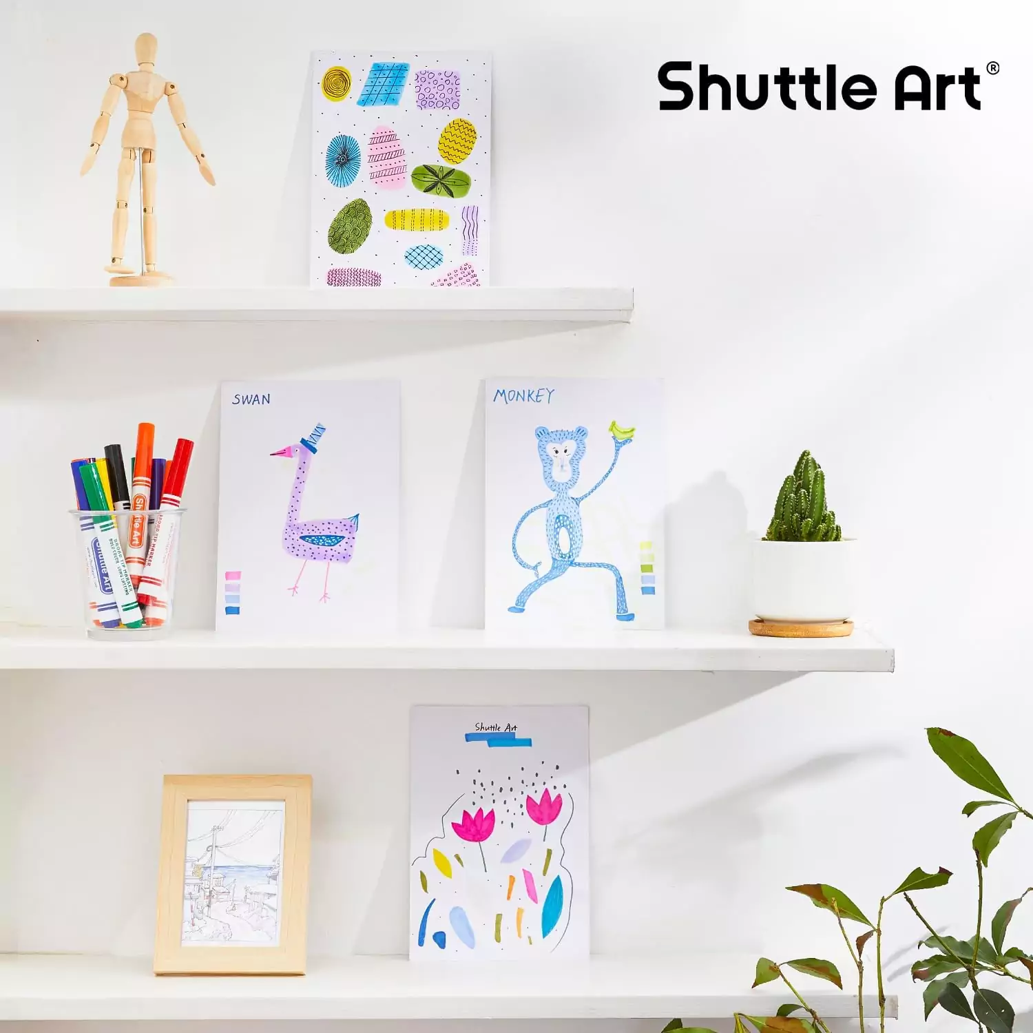 Shuttle Art 304 Pack Kids Washable Markers feature conical tips for creative learning, ideal for art projects and educational activities.