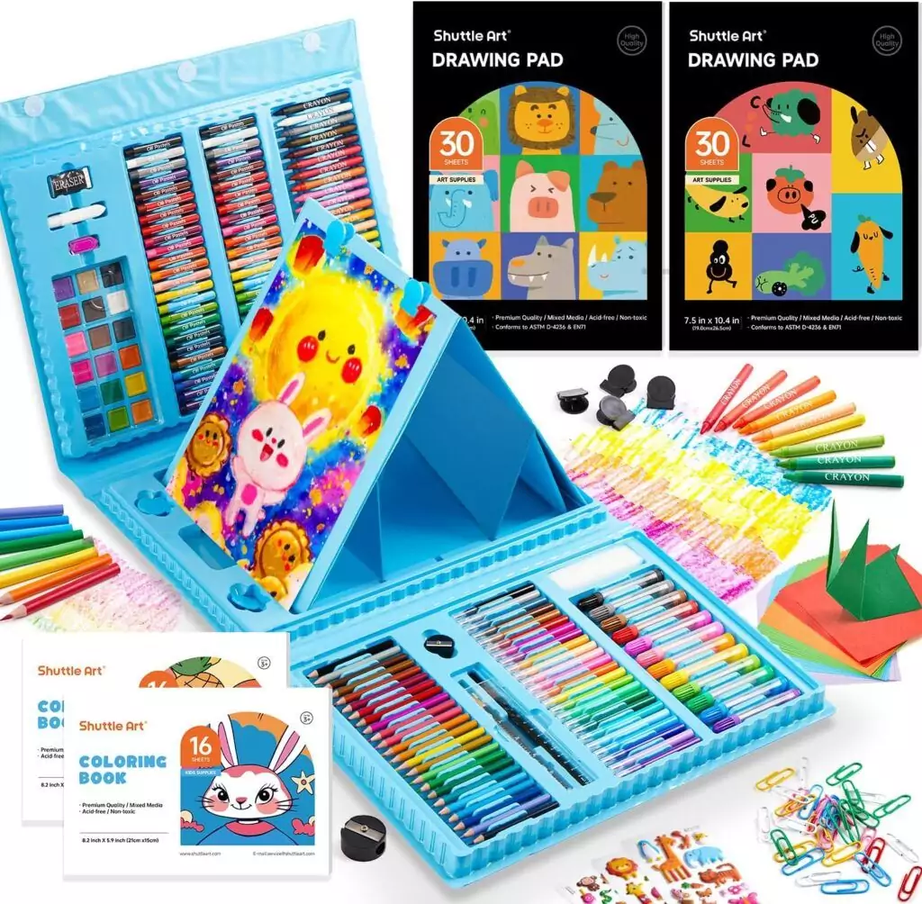 Comprehensive Shuttle Art 335 Piece Set for Kids' Creative Learning. Ideal Craft Supplies for Homeschool Activities and Artistic Development.