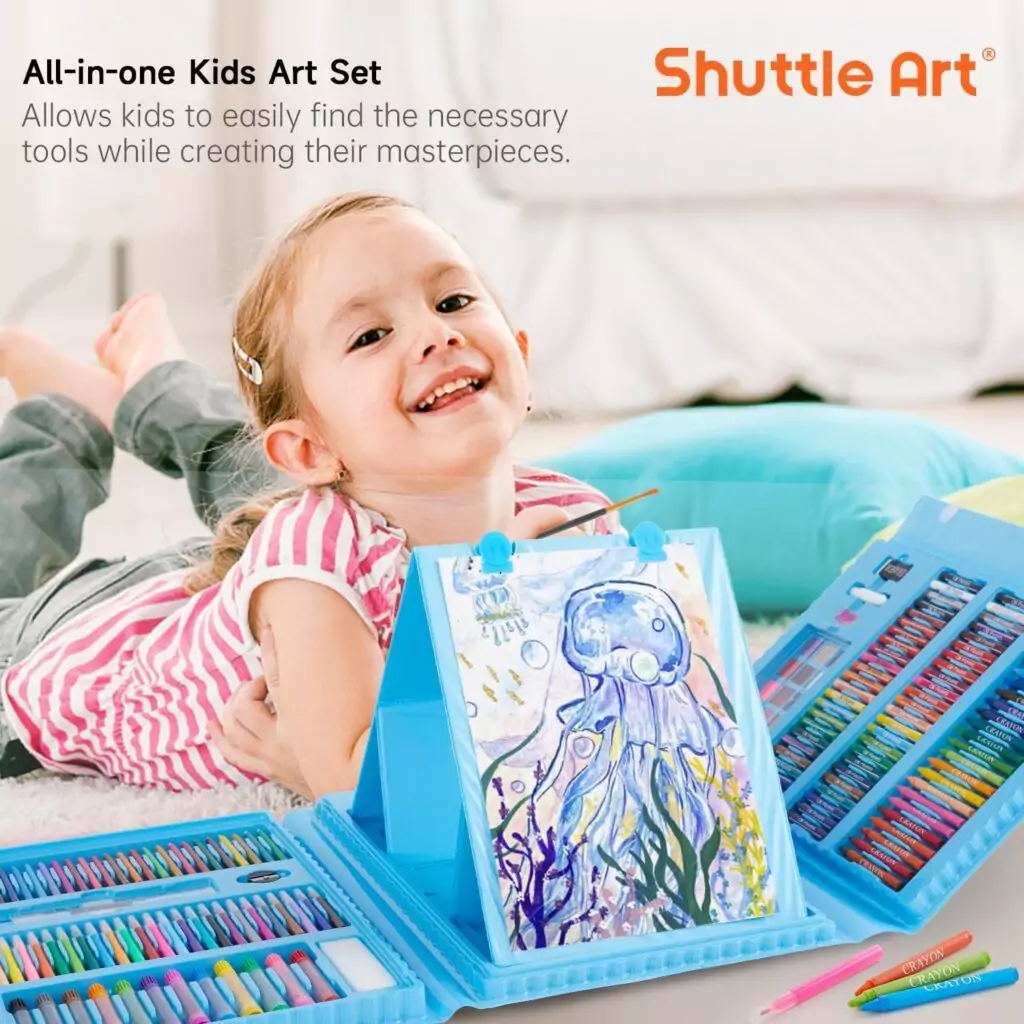 Discover the Shuttle Art 335 Piece Kids Craft Set, perfect for creative learning and homeschooling with a comprehensive multimedia art supply kit.