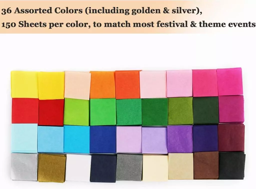 Simetufy 5400 Tissue Paper Squares, 1 Inch, 36 Vibrant Colors, Ideal for Classroom Crafts and Creative Projects, Enhance Art and Craft Activities.