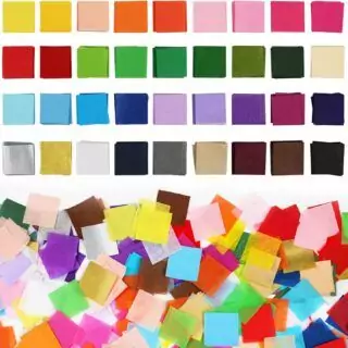 Simetufy 5400 Tissue Paper Squares: 1-Inch, 36 Vibrant Colors Ideal for Classroom Crafts, Colorful Art Projects, and Creative School Supplies.