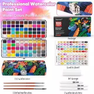 Vibrant 100-Color Watercolor Paint Set for Kids - Enhance Artistic Skills with Premium Art Supplies for Creative Brush Strokes and Learning Fun