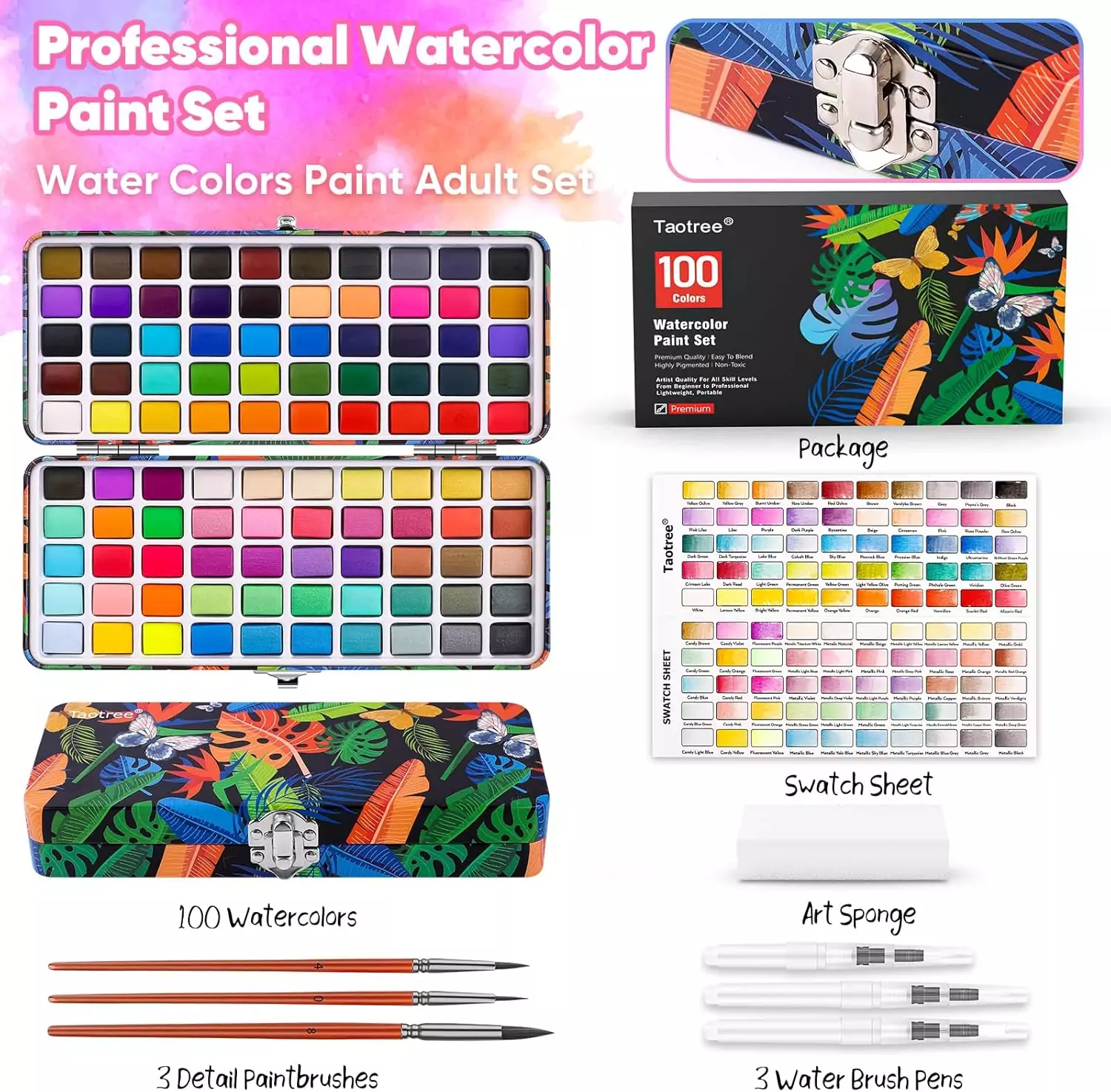 Vibrant 100-Color Watercolor Paint Set for Kids - Enhance Artistic Skills with Premium Art Supplies for Creative Brush Strokes and Learning Fun