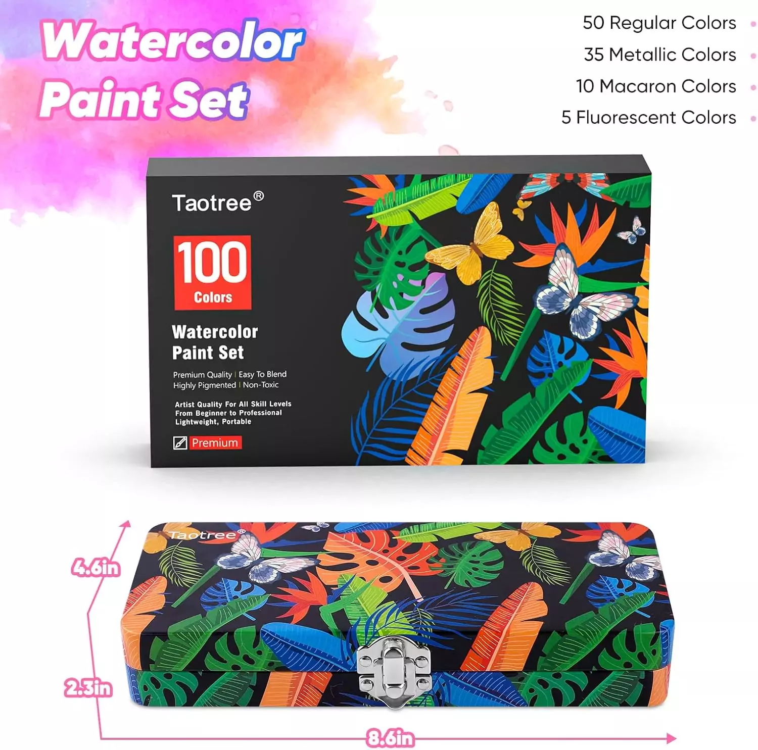 Taotree 100 Colors Watercolor Paint Set for Kids: Enhance Creativity with Vibrant Colors, Ideal Art Supplies for a Fun and Educational Experience