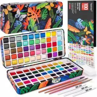 Enhance creativity with the Taotree 100 Colors Watercolor Paint Set. Perfect art supplies for kids, featuring a vibrant palette for creative learning.