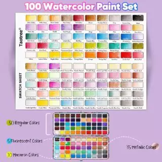 Vibrant Taotree Watercolor Paint Set featuring 100 colors, perfect for kids' creative art projects and enhancing their learning experience.