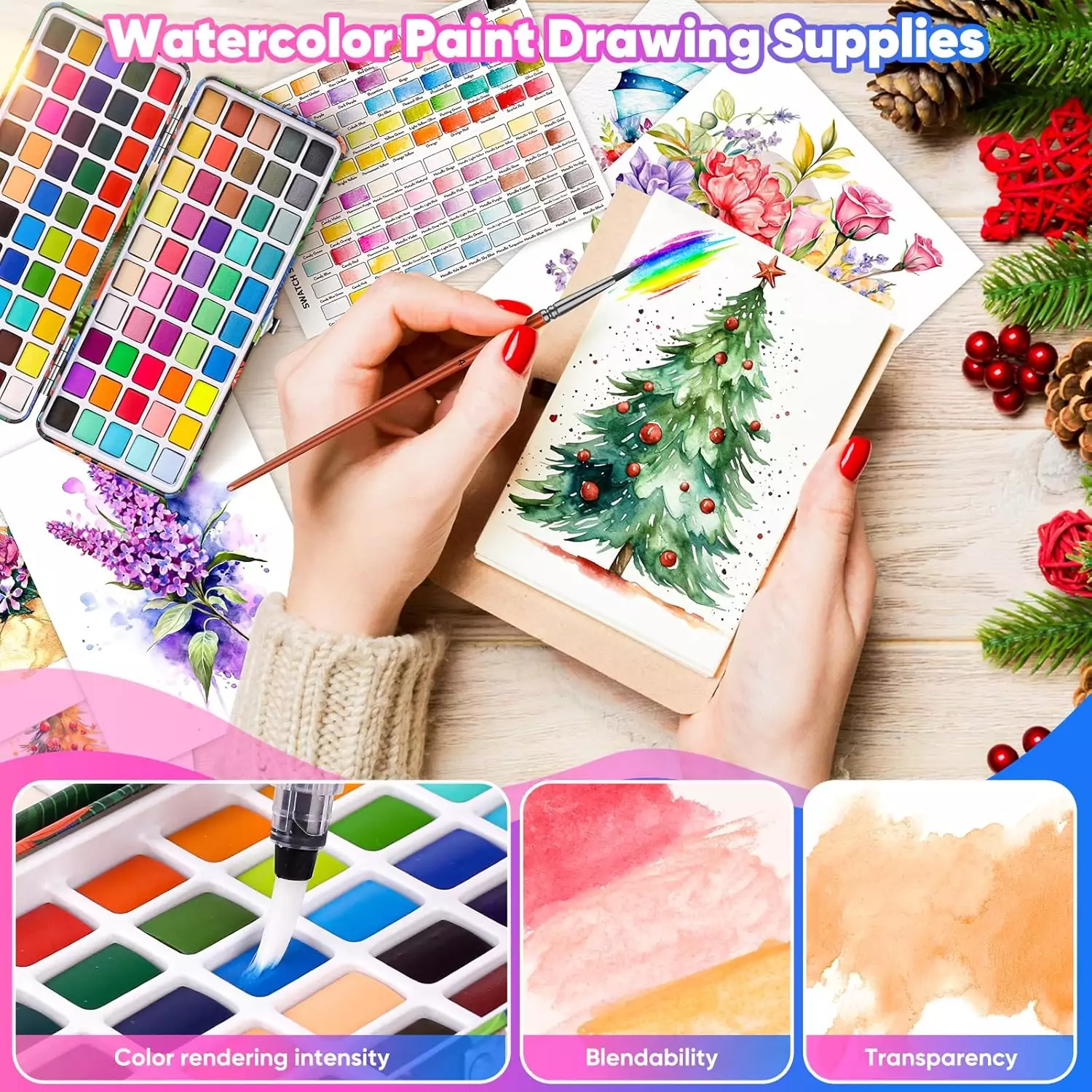 Vibrant Taotree Watercolor Paint Set featuring 100 colors, ideal for kids