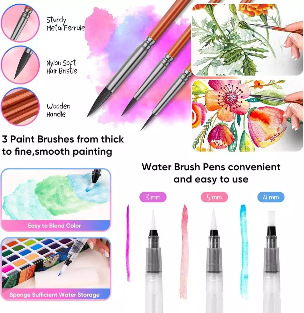 Taotree 100 Color Watercolor Paint Set for Kids - Vibrant Art Supplies for Creative Learning and Painting Exploration