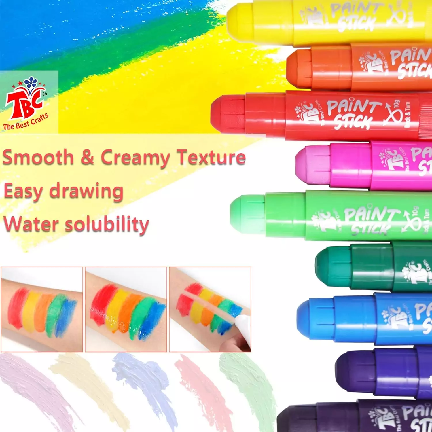 Tbc Kids Art Supplies offers 12 washable, non-toxic tempera paint sticks in classic colors, perfect for creative classroom activities.