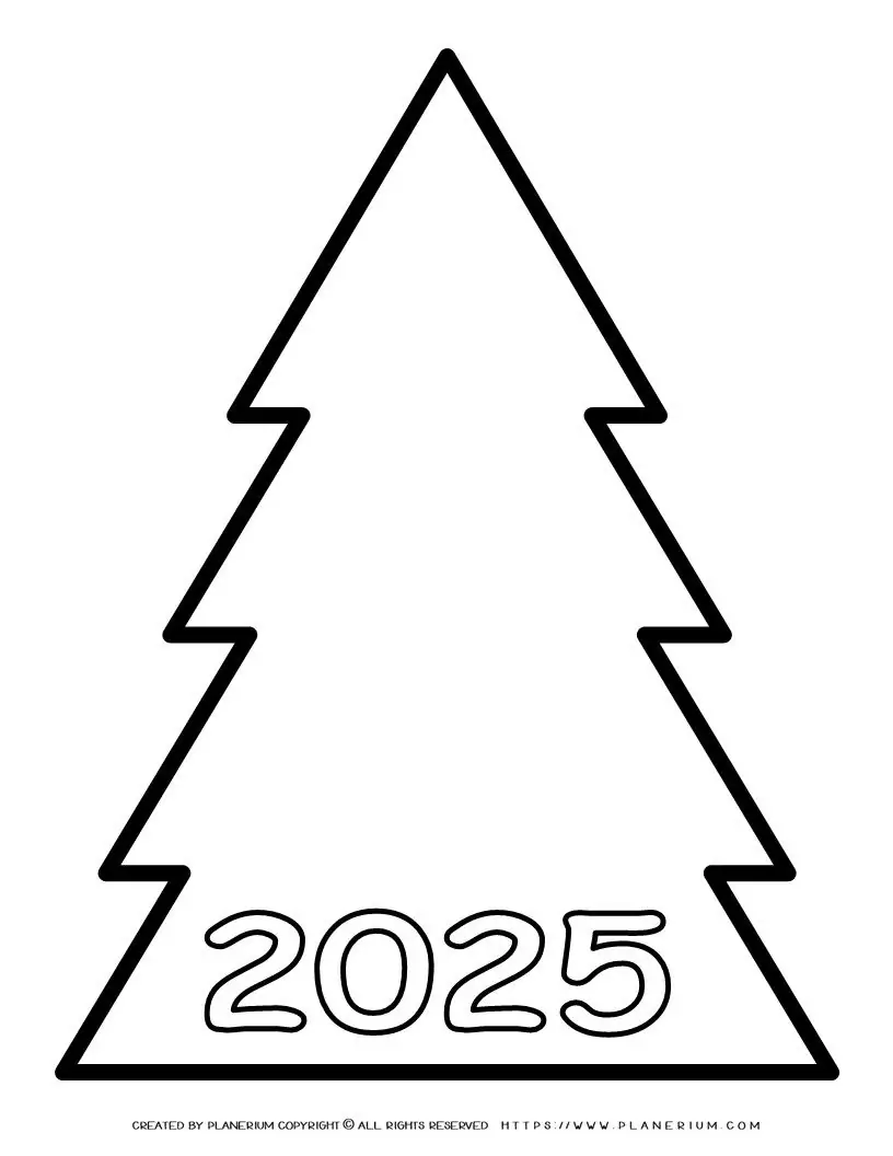 tree outline template new year 2025