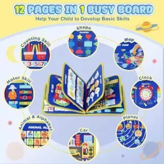 Montessori Toy Busy Board: Enhance Toddler Fine Motor Skills with an Interactive Play Activity for Early Childhood Development and Learning.