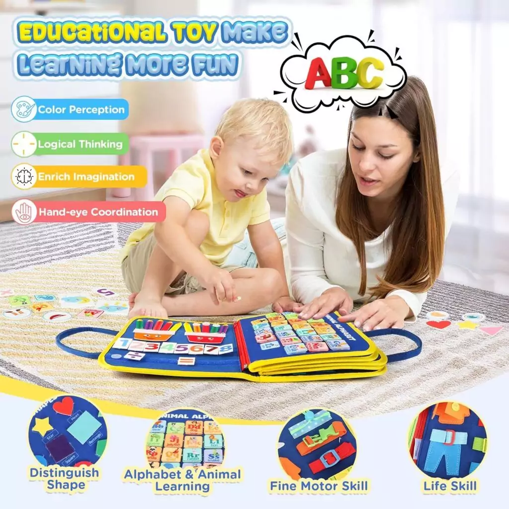 Montessori Busy Board Toy for Toddlers: Enhance fine motor skills and encourage playful learning with engaging, interactive activities.