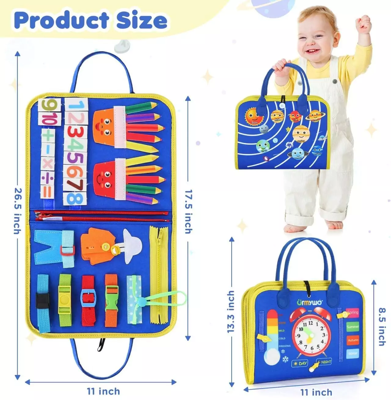 Montessori Busy Board Toy for Toddlers: Enhance Fine Motor Skills with a Colorful Activity Center. Perfect Educational Toy for Early Development.