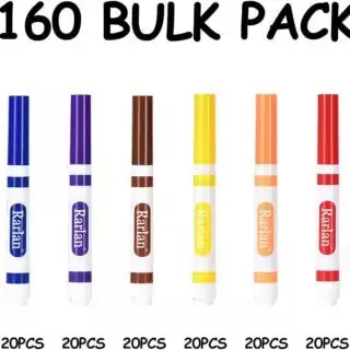 Bulk Pack of Washable Markers for Kids: 160 Count in 8 Vibrant Colors, Perfect for Classroom Fun and Creative Projects.