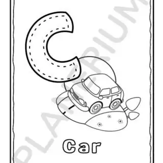 Alphabet Coloring Poster for Kids: "C is for Car" - Engaging and Educational Art Activity to Enhance Letter Recognition and Creativity