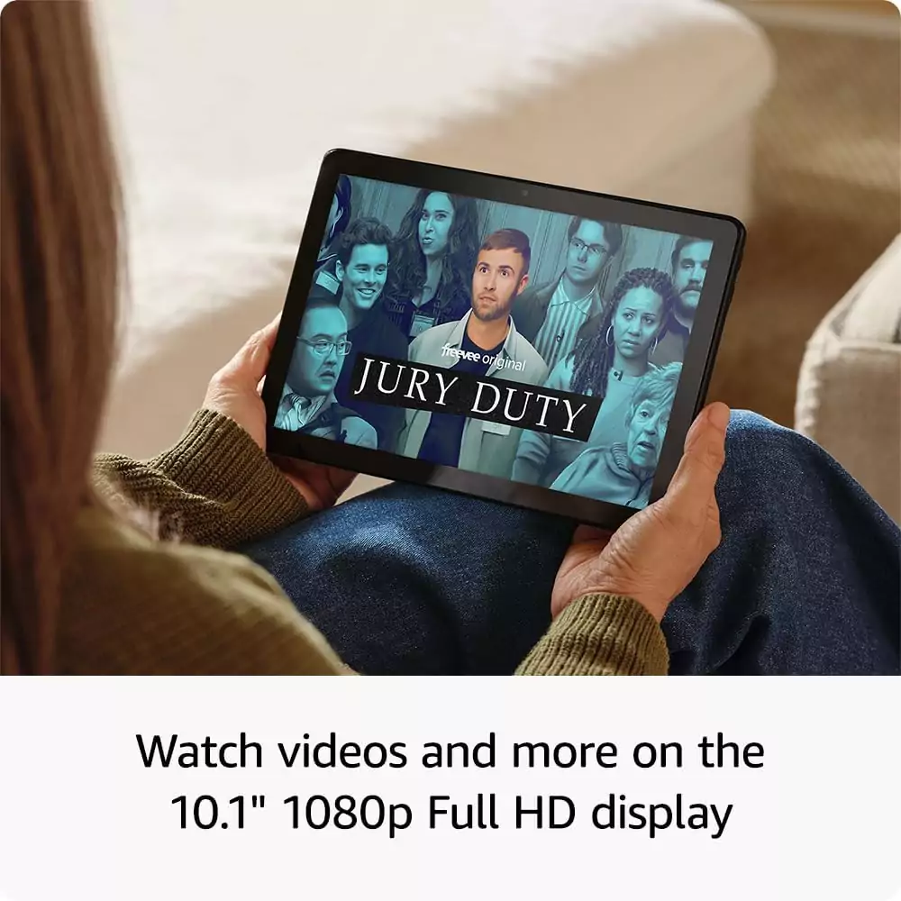 Amazon Fire HD 10 Tablet for Educators with a vibrant Full HD display, ideal educational tool for interactive learning and enhanced classroom experiences.