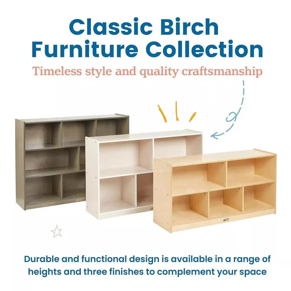 Discover efficient organization with the ECR4Kids Mobile Classroom Shelving Cabinet featuring 5 compartments, 24-inch size, and a sleek white wash finish.