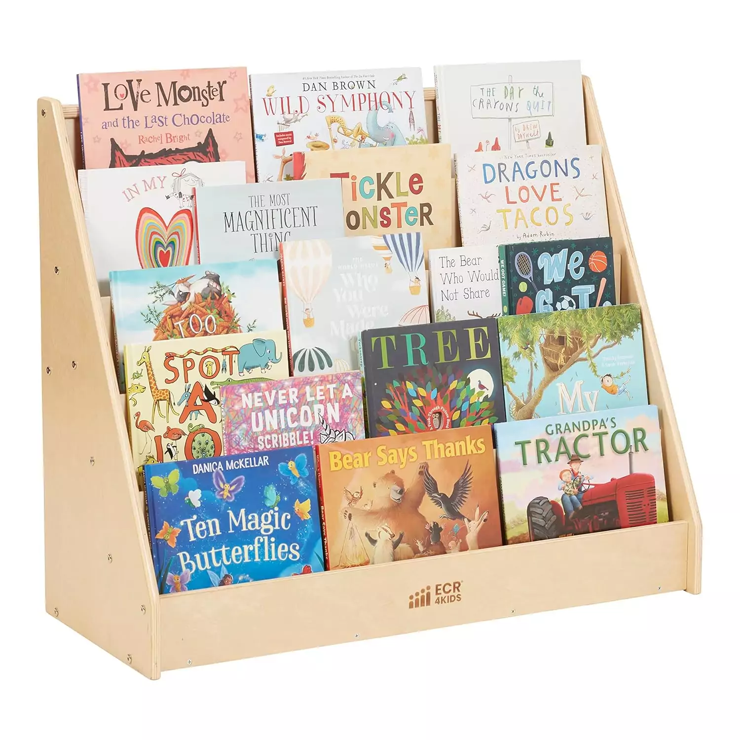 Natural Book Display Bookshelf for Classroom Teachers - ECR4Kids School Furniture. Ideal for organized book storage in educational settings.