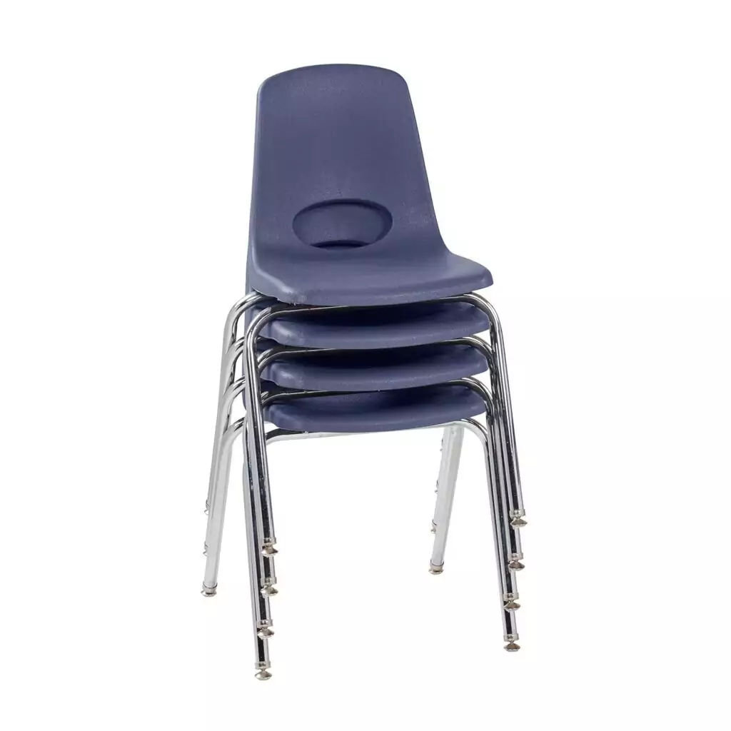 Durable 18-inch stacking chair ideal for classroom setup, offering comfort and space efficiency, perfect for educational environments.