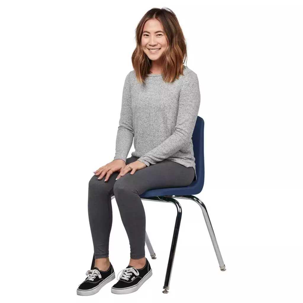 Durable 18-inch stacking chair designed for modern classroom students, offering comfort and support for school environments. Ideal for space-saving.