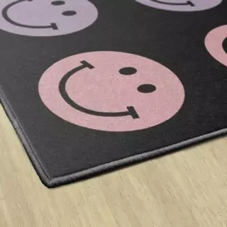Colorful Classroom Rug Displaying Rainbow Smileys, Perfect for Creating Vibrant and Engaging Learning Environments