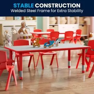 Red Adjustable Activity Table by Flash Furniture: Ideal for Versatile Classroom Setups, Enhancing Learning Flexibility and Student Engagement.