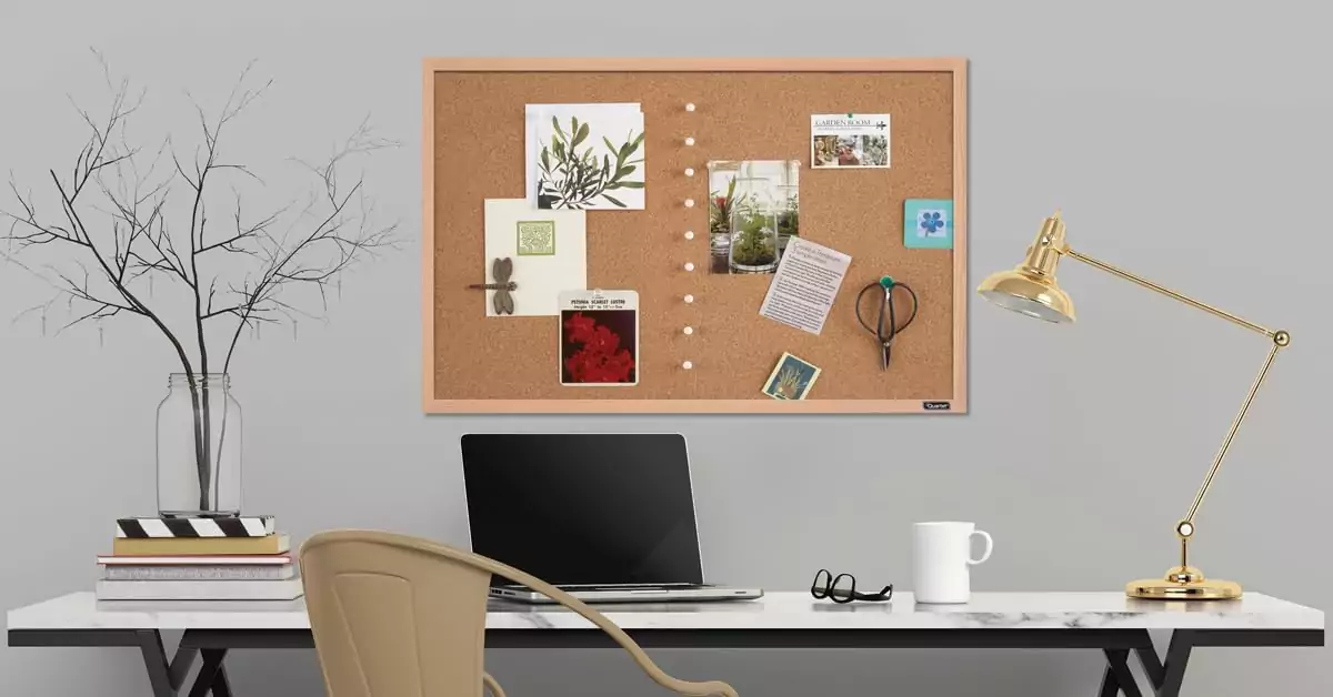 Oak Framed Corkboard 23x35: Perfect for classrooms, this decorative pin board offers an ideal solution for educators to organize notes and display materials.