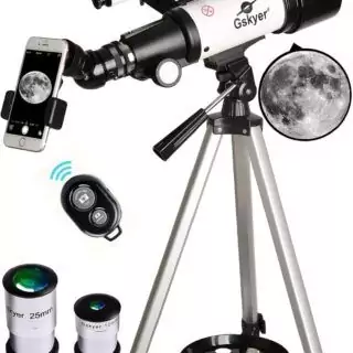 Gskyer 70mm AZ Telescope ideal for beginners and kids, featuring a 400mm focal length for clear night sky views and celestial observations.