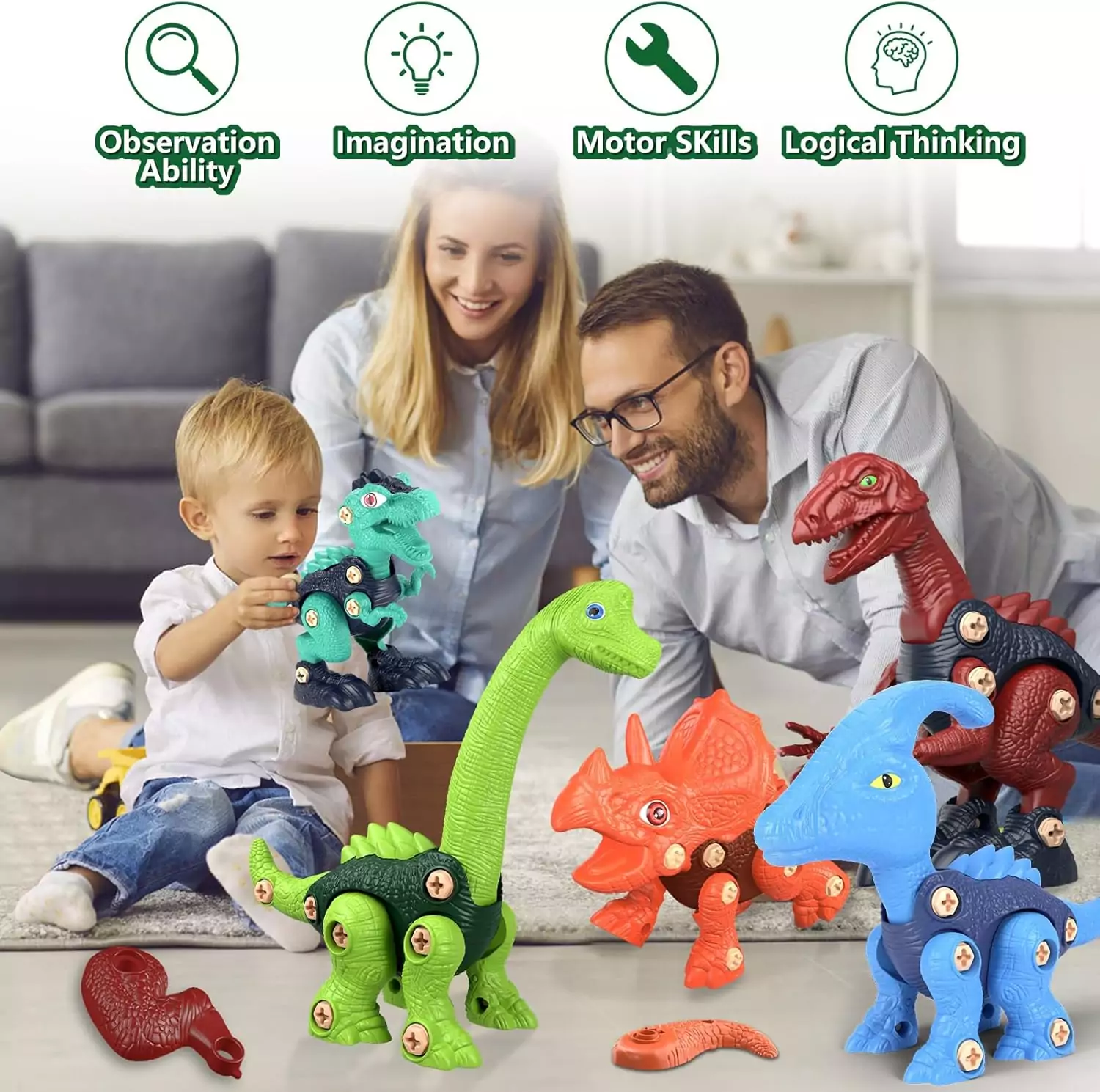 Explore creative STEM learning with the Jasonwell Dinosaur Building Set for kids, designed to enhance problem-solving and motor skills through play.