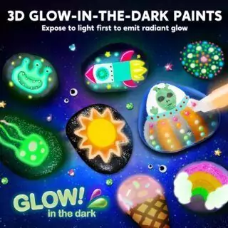 Glow in the Dark Rock Painting Kit for Kids: Engaging Art Supplies for Creative Fun. Perfect Crafting Activity for Children to Explore and Enjoy.