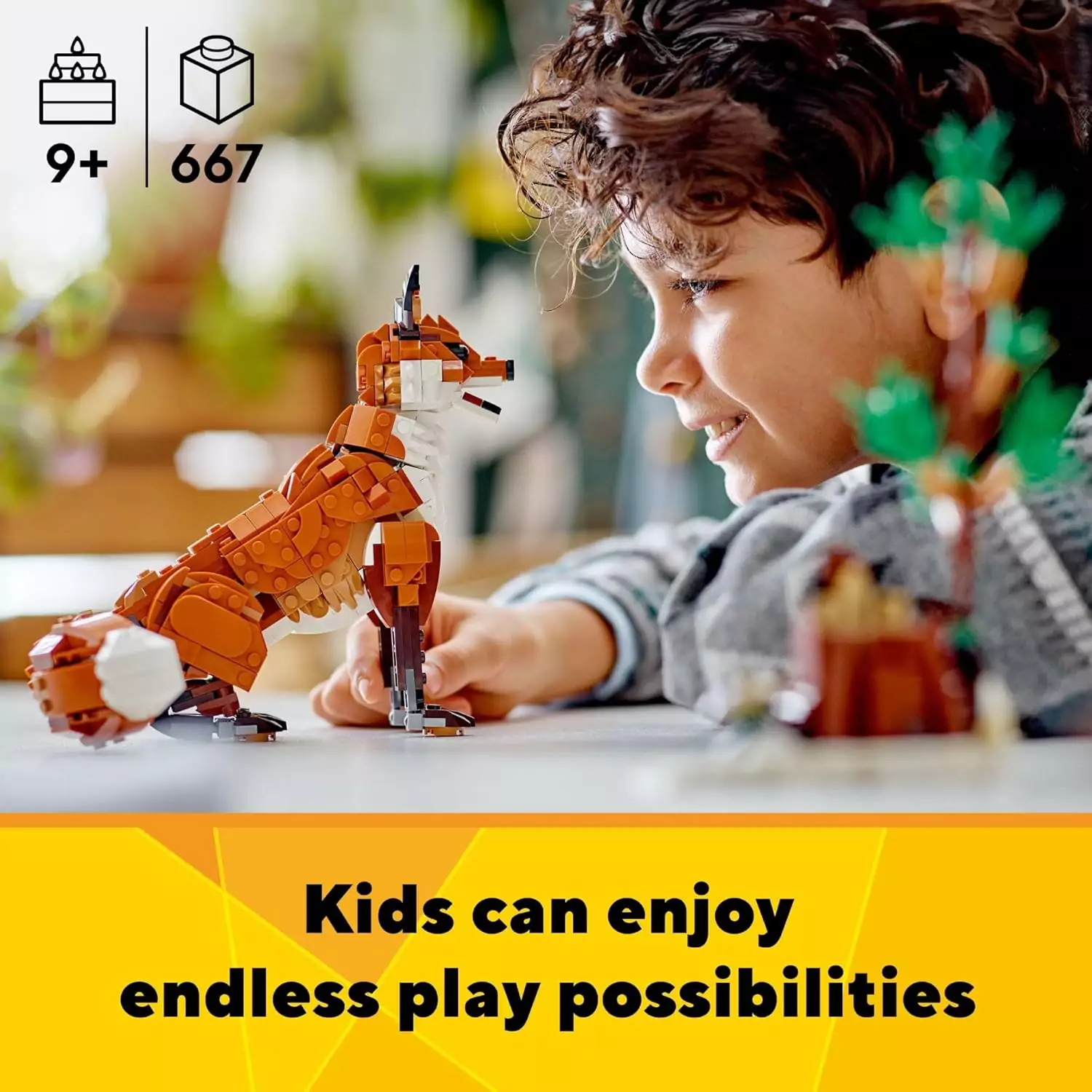 LEGO Creator Forest Animals set features a 3-in-1 build: Red Fox, playset for kids enhancing creativity and educational fun through building toys.