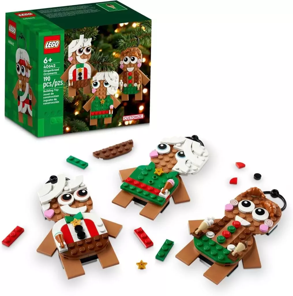 Lego Gingerbread
  Ornaments: Enjoy festive family activities while learning holiday circuit
  building with these educational gingerbread-themed Lego sets.
