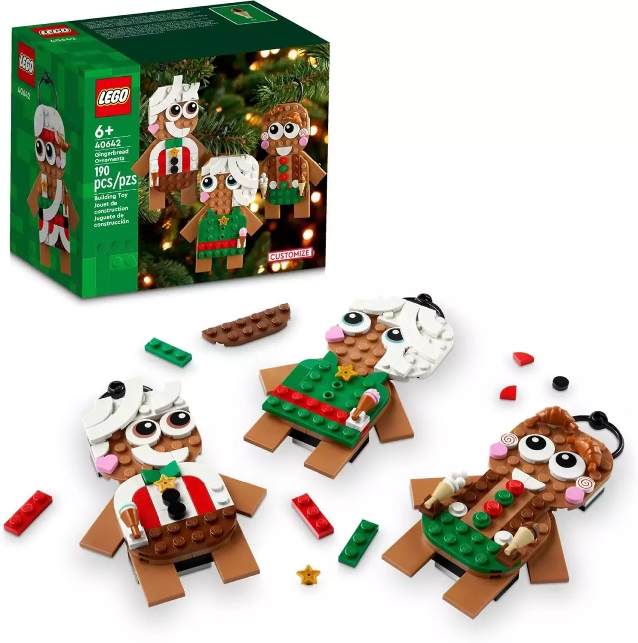 Lego Gingerbread Ornaments: Enjoy festive family activities while learning holiday circuit building with these educational gingerbread-themed Lego sets.