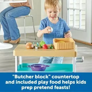 Enhance imaginative play with the 11-piece New Sprouts Kitchen Island Set, perfect for early learning and pretend cooking activities.