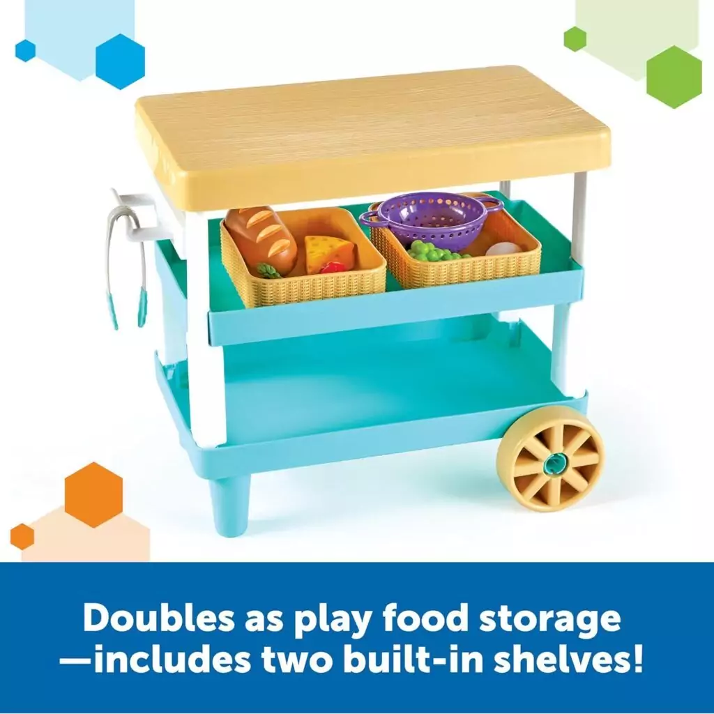 Enhance early learning with the New Sprouts 11-Piece Pretend Play Kitchen Island Set, designed for educational play and skill development.