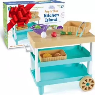 Enhance playtime learning with the 11-piece New Sprouts Pretend Play Kitchen Island Set, designed for interactive and educational fun.