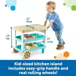 Enhance imaginative play with the 11-piece New Sprouts Pretend Play Kitchen Island Set, designed to foster early learning and creativity in children.