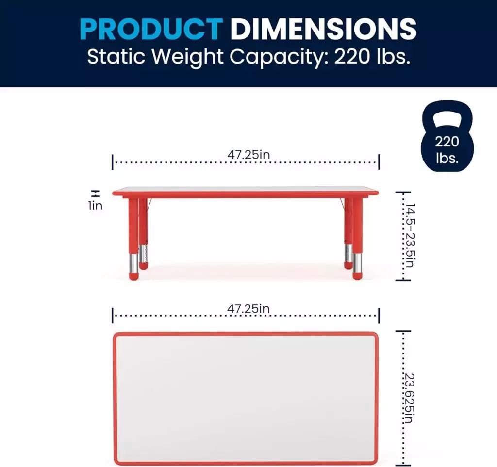 Red Classroom Activity Table: Versatile Furniture for Dynamic Learning. Ideal for Interactive Lessons and Group Activities in Educational Environments.