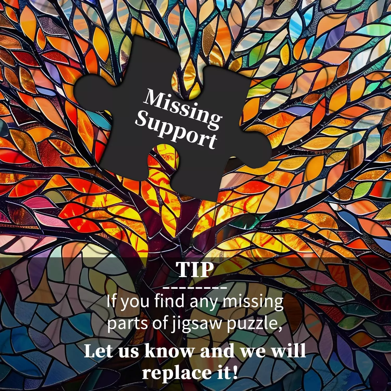 Stained Glass Tree of Life Puzzle: Intricate 1000-piece challenge featuring vibrant colors and detailed design for an engaging assembly experience.