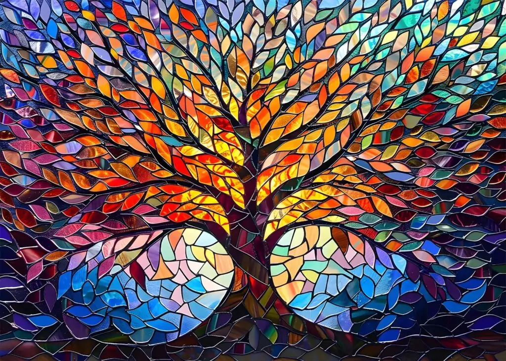 Engage with the 1000-piece Stained Glass Tree of Life Puzzle, perfect for adults seeking a challenging and educational activity.