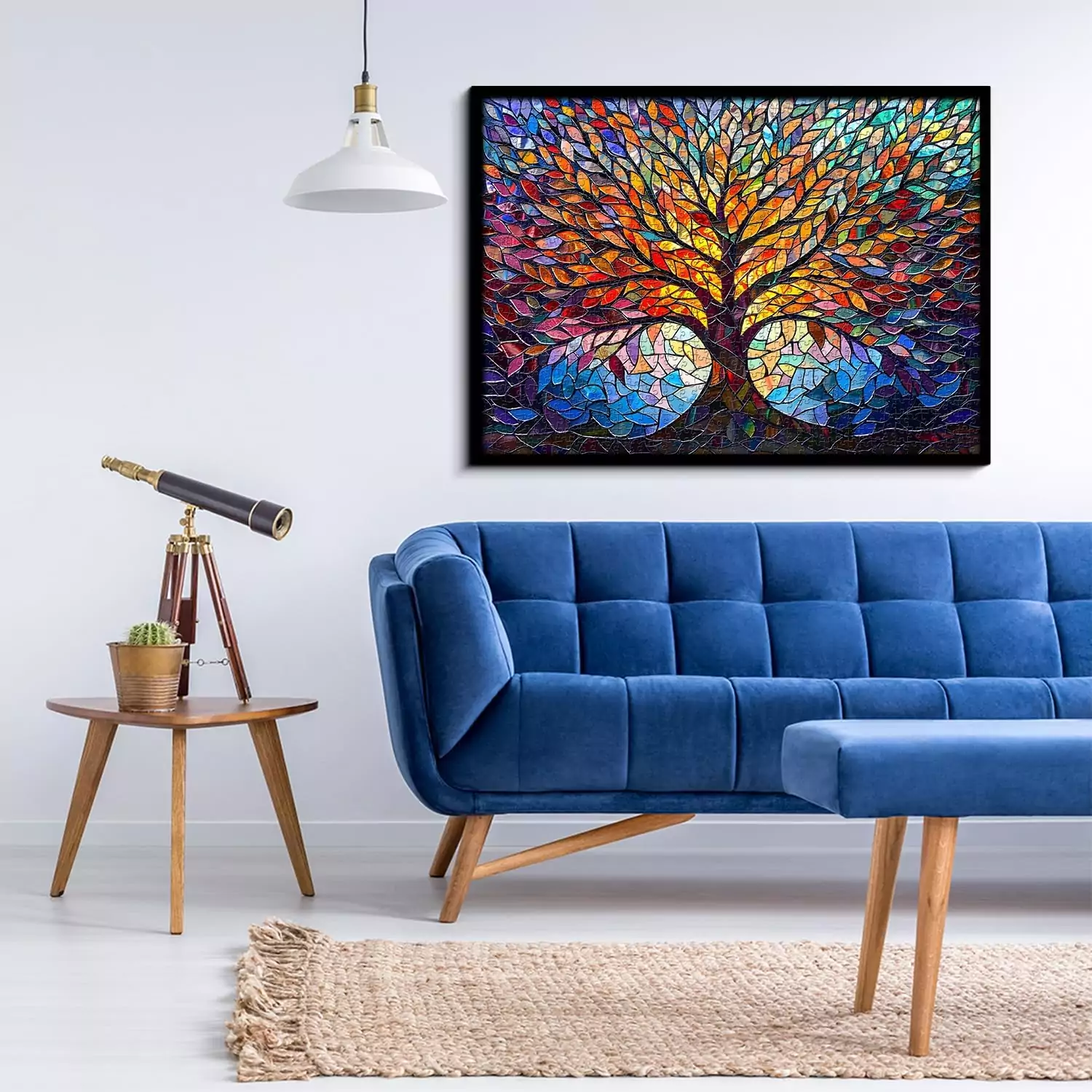 Engaging 1000-piece tree of life stained glass puzzle for adults featuring vibrant colors, ideal for brain stimulation and skill enhancement.