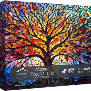Engage with our intricate 1000-piece Tree of Life stained glass puzzle, perfect for adult enthusiasts seeking a stimulating and rewarding challenge.